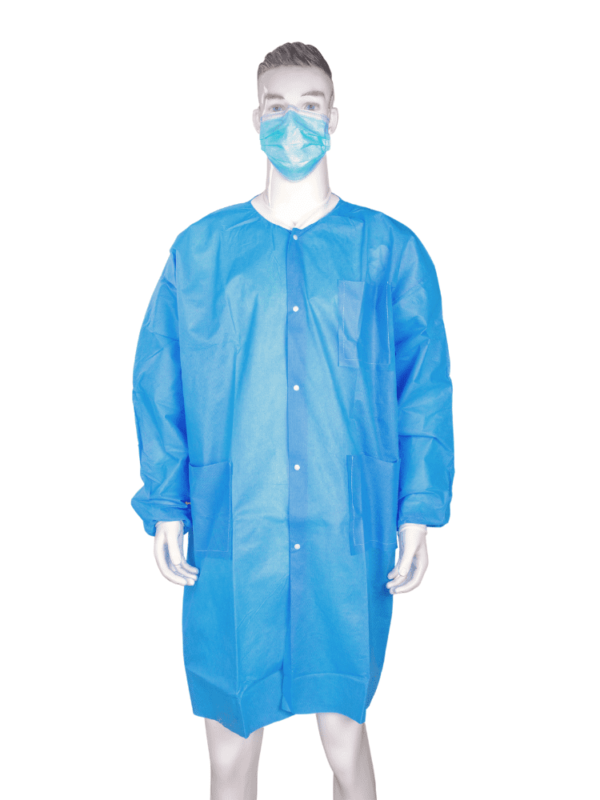 blue disposable lab coats - knee length