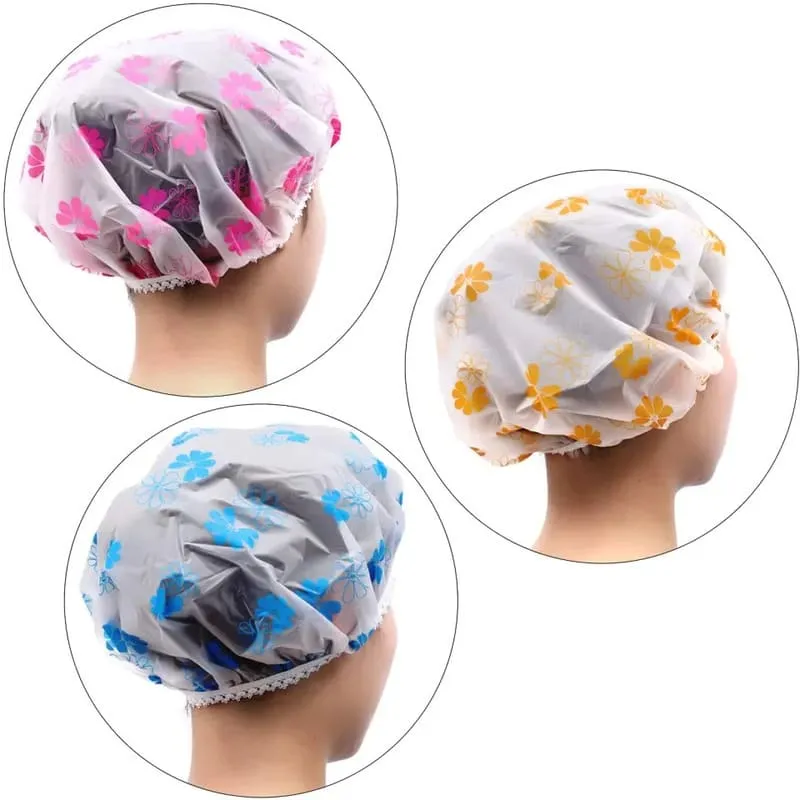 Various designs of shower caps